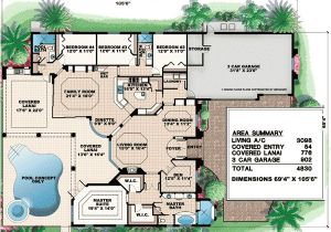 Florida House Plans with Lanai Arched Windows and A Huge Covered Lanai 76005gw 1st