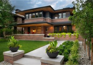 Frank Lloyd Wright Inspired Home Plans Frank Lloyd Wright Inspired Home with Lush Landscaping