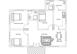 Free Cad Home Plans Three Bed Room Small House Plan Dwg Net Cad Blocks and
