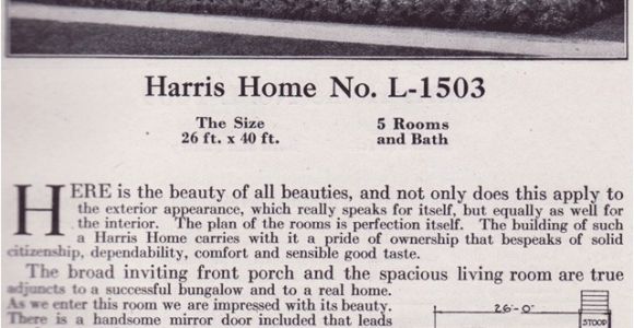 Harris Home Plans Website 1918 Harris Bros Co Kit Home Catalog Plan L 1503 One