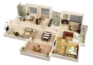 Home 3d Plans 25 More 3 Bedroom 3d Floor Plans