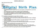 Home Birth Plan Example Of Hospital Birth Plan Free Printable