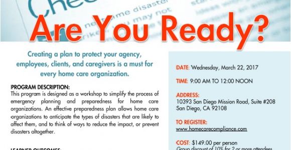 Home Care Emergency Preparedness Plan Emergency Preparedness are You Ready California Home