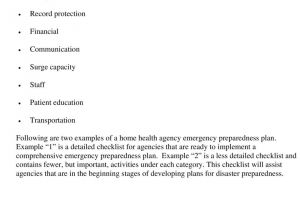 Home Care Emergency Preparedness Plan Emergency Preparedness Packet for Home Health Agencies Pdf