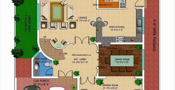 Home Layout Plan 3d Front Elevation Com 1 Kanal House Drawing Floor