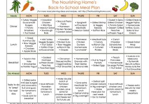 Home Meal Plans 1st Week Back to School Meal Plan the Nourishing Home