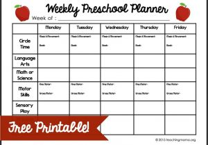 Home Plan Weekly Weekly Preschool Planner