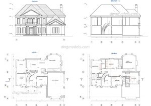 Home Plans Dwg Download Two Story House Plans Dwg Free Cad Blocks Download