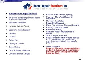 Home Repair Plans Home Maintenance Plan