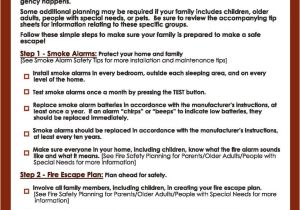 Home Safety Plan Esfi Fire Safety Planning Checklist