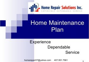 Home Service Plan Home Maintenance Plan