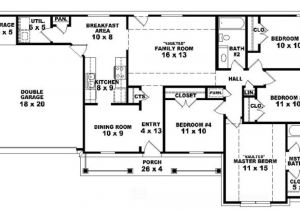 House Plans 4 Bedrooms One Floor 4 Bedroom One Story Ranch House Plans Inside 4 Bedroom 2