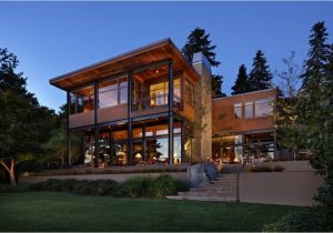 Lake Home Plans and Designs Grand Glass Lake House with Bold Steel Frame Modern