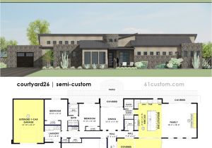Modern Home Plans with Courtyard Contemporary Side Courtyard House Plan 61custom