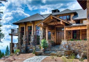 Montana Style House Plans Western Rustic Timber Stone Montana Mountain Ski Home