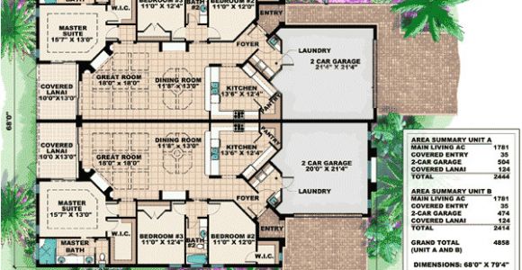My Family House Plans Mediterranean Multi Family House Plan 66174gw