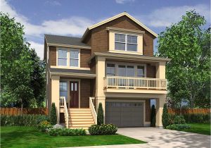 Narrow House Plans with Garage Underneath Narrow Craftsman with Drive Under Garage 23270jd