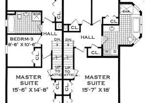 Narrow Lot Multi Family House Plans Three Bedroom Duplex Home Design
