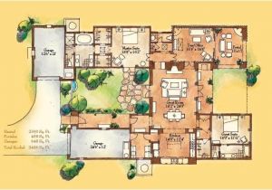New Mexico House Plans Adobe Style Home with Courtyard Santa Fe Style Meets