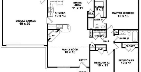 One Floor House Plans 3 Bedrooms One Story Ranch Style House Plans One Story 3 Bedroom 2