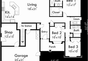 One Level House Plans with Bonus Room One Story House Plans House Plans with Bonus Room Over