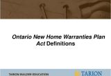 Ontario New Home Warranties Plan Act Ppt Builder Relations Jim fortune Manager Powerpoint
