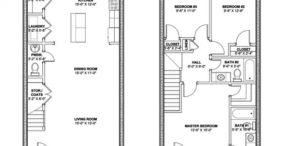 Row Home Floor Plans Rowhouse Plans Find House Plans