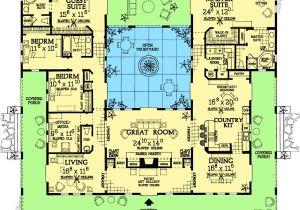 Single Level House Plans with Courtyard Open Courtyard House Floorplan southwest Florida