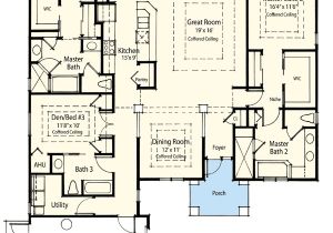 Single Level House Plans with Two Master Suites Dual Master Suite Energy Saver 33093zr Architectural