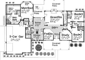 Spacious 3 Bedroom House Plans 3 Bedroom Home Plan with Large Bonus Room 48318fm