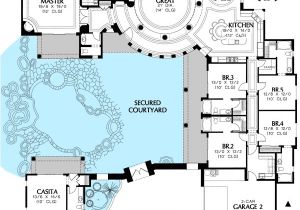 Spanish Home Plans Center Courtyard Pool Courtyard House Plan with Casita 16313md Architectural
