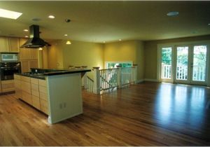 Split Level Home Open Floor Plan Remove Dividing Wall Keep Part Of Wall as End Of island